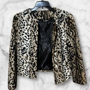 Express Leopard Print Faux Fur Jacket Animal Print Coat Medium